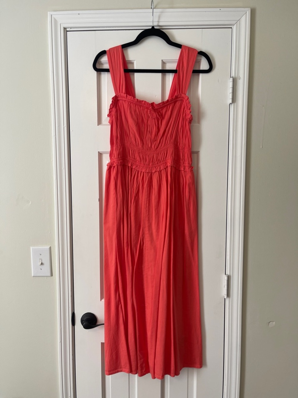 GAP Smocked Coral Midi Dress